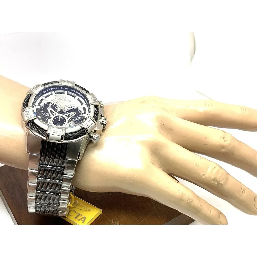 Invicta Men's Watch 29569 Bolt Quartz Chronograph Silver Black Stainless Steel